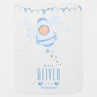 Cute Custom Name Bear Baby Blanket For Baby Shower