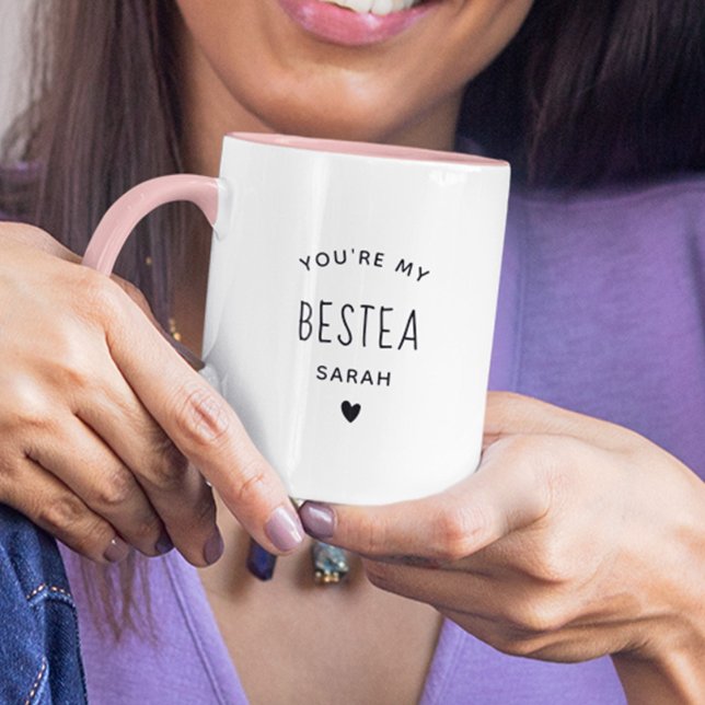Cute Custom Name Bestea Galentine Best Friend Fun Mug (Creator Uploaded)