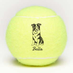 Cute Custom Name Border Collie Dog Toy Tennis Balls