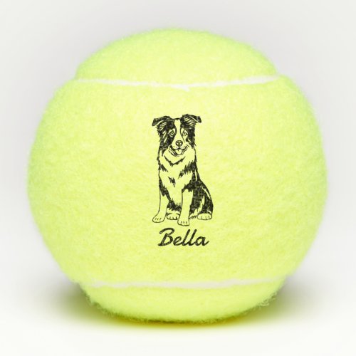 Cute Custom Name Border Collie Dog Toy  Tennis Balls