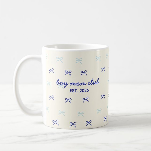Cute Custom Name Bow Pattern Coffee Mug (Left)