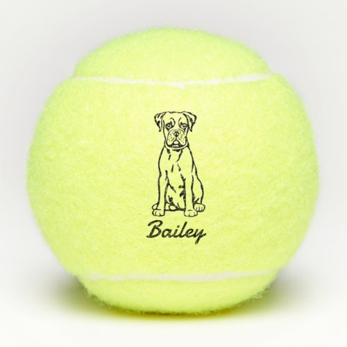 Cute Custom Name Boxer Dog Toy  Tennis Balls
