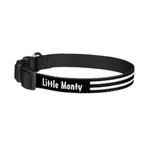 Cute Custom Name Classic Black White Striped Dog Pet Collar