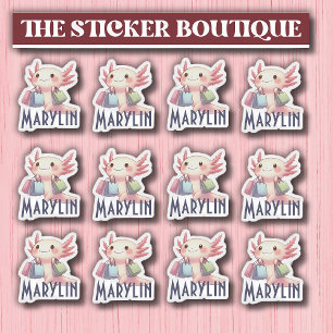 Cute Custom Name Cute Axolotl Shopping Pack Sticker