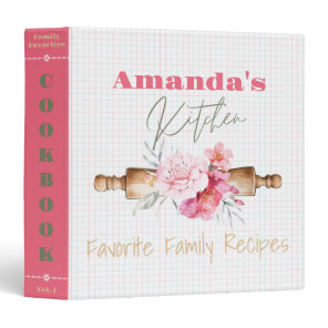 Cute Custom Name Favorite Family Recipe Cookbook  3 Ring Binder