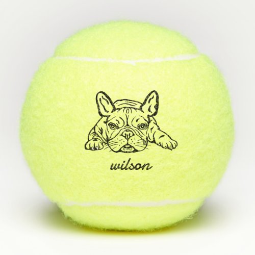 Cute Custom Name French Bulldog Frenchie Toy  Tennis Balls