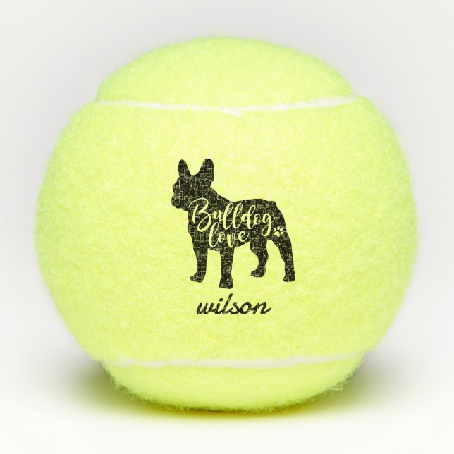 Cute Custom Name French Bulldog Frenchie Toy  Tennis Balls (Front)