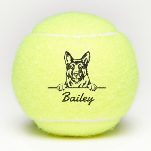 Cute Custom Name German Shepherd Dog Toy  Tennis Balls