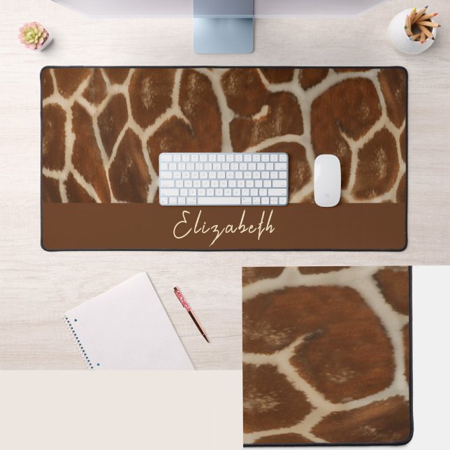 Cute Custom Name Giraffe Fur Pattern Desk Mat (Creator Uploaded)