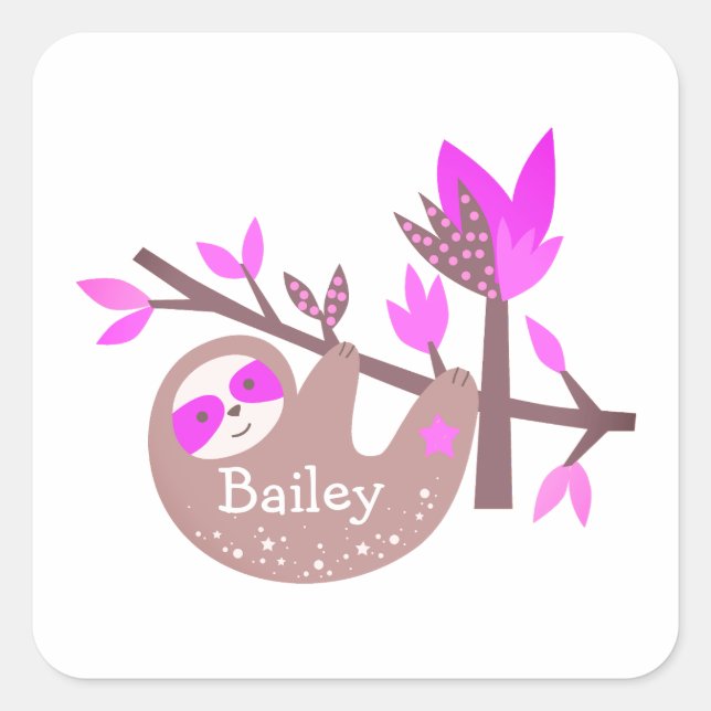 Cute Custom Name Koala Bear Pink Bamboo Sticker (Front)
