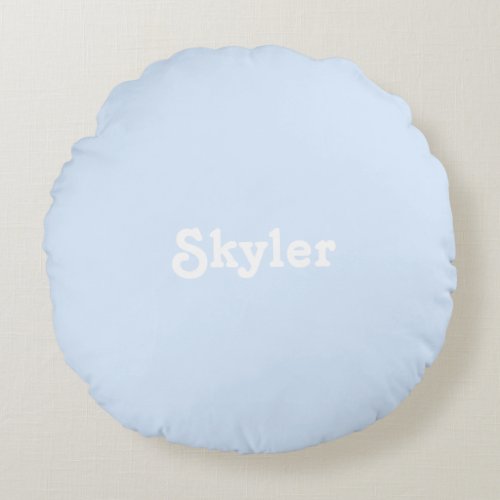 Cute custom name light blue white round pillow