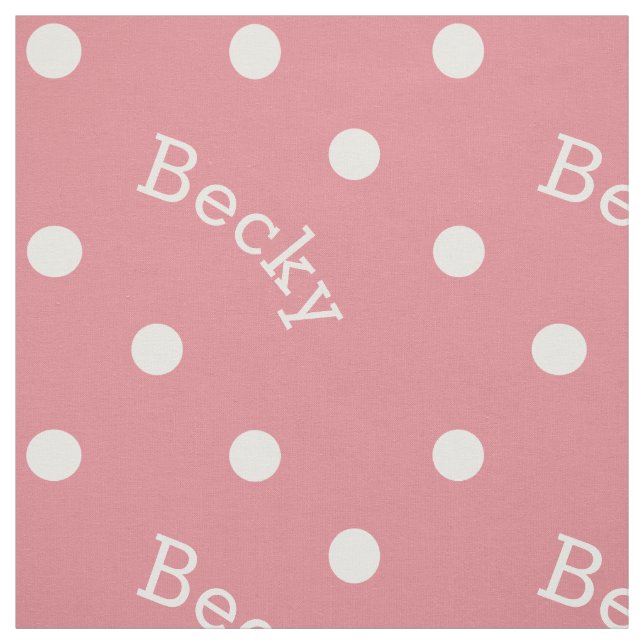 Cute Custom Name Light Pink Polka Dot Girl's Fabric (Swatch)