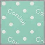 Cute Custom Name Mint Green Polka Dot Custom Fabric
