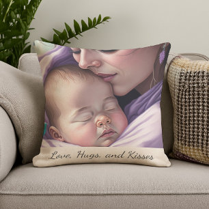 Cute Custom Name Mother and Baby Keepsake Nursery Throw Pillow