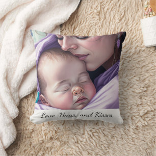 Cute Custom Name Mother and Baby Keepsake Nursery Throw Pillow