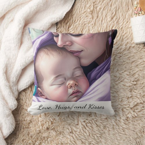 Cute Custom Name Mother and Baby Keepsake Nursery Throw Pillow