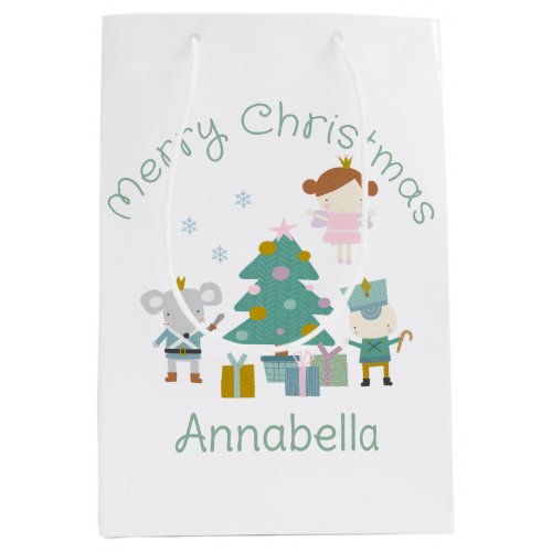 Cute Custom Name Nutcracker Christmas Medium Gift Bag