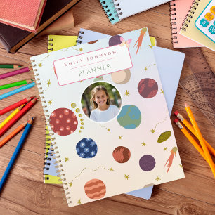 Cute Custom Name & Photo Kids Astronomy  Planner
