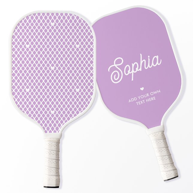 Cute Custom Name Pretty Purple Modern Mesh Net Pickleball Paddle (Creator Uploaded)