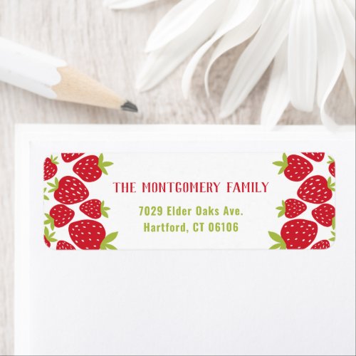 Cute Custom Name Red Strawberry Return Address Label