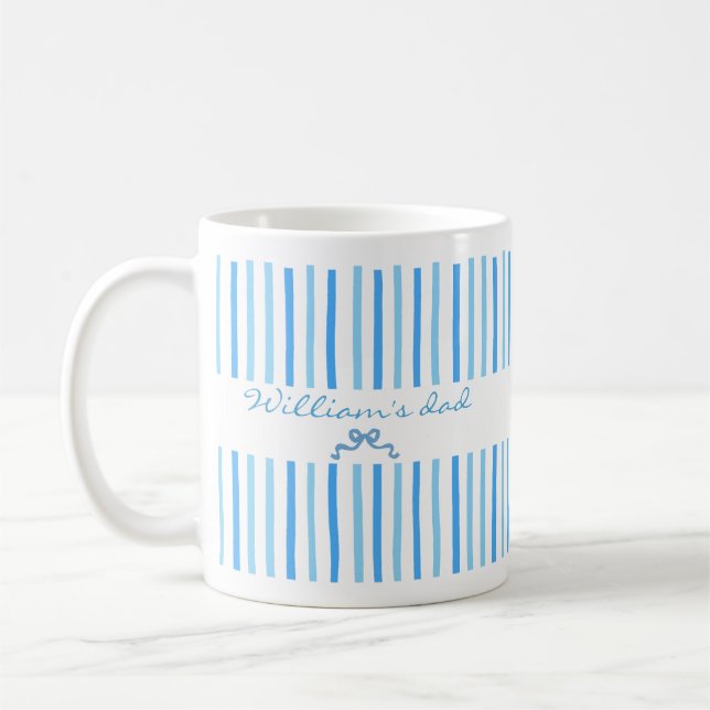 Cute Custom Name Stripes Pattern Coffee Mug (Left)