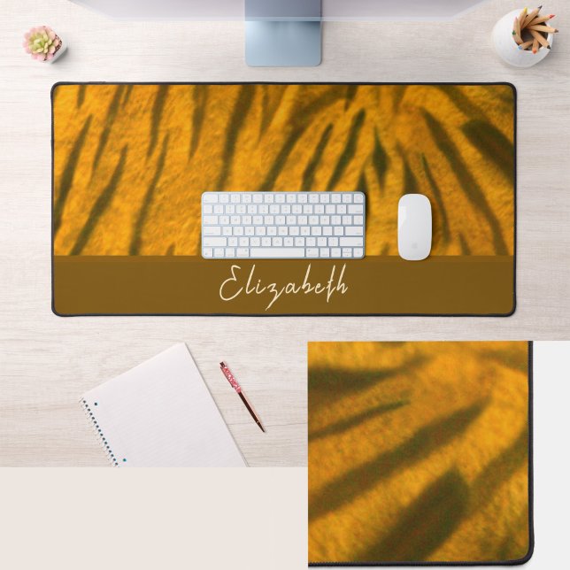 Cute Custom Name Tiger Fur Pattern Desk Mat (Creator Uploaded)