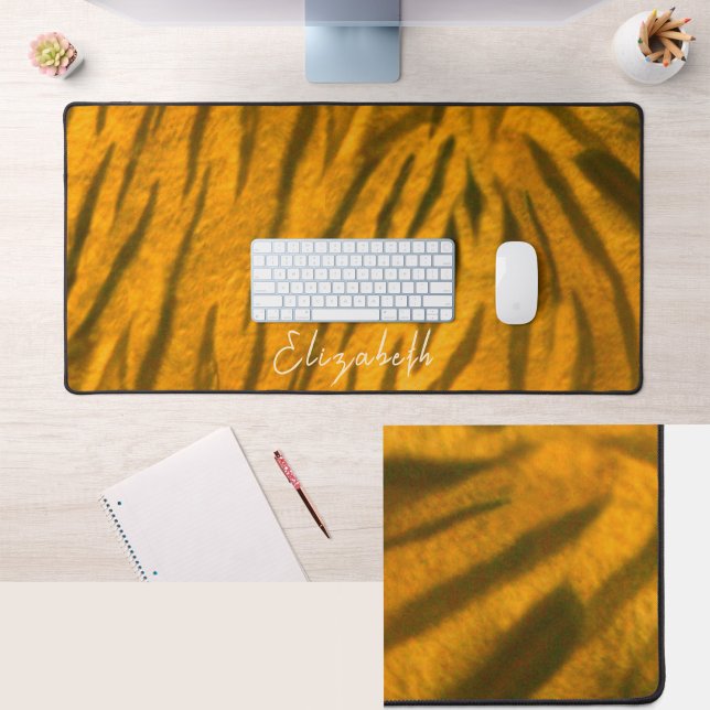 Cute Custom Name Tiger Fur Pattern Desk Mat (Creator Uploaded)