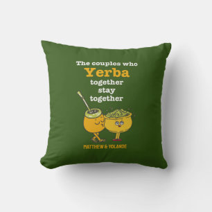 Cute Custom Name YERBA MATÉ Couples Throw Pillow