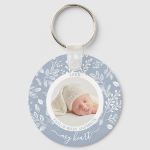 Cute Custom Newborn Photo Keychain
