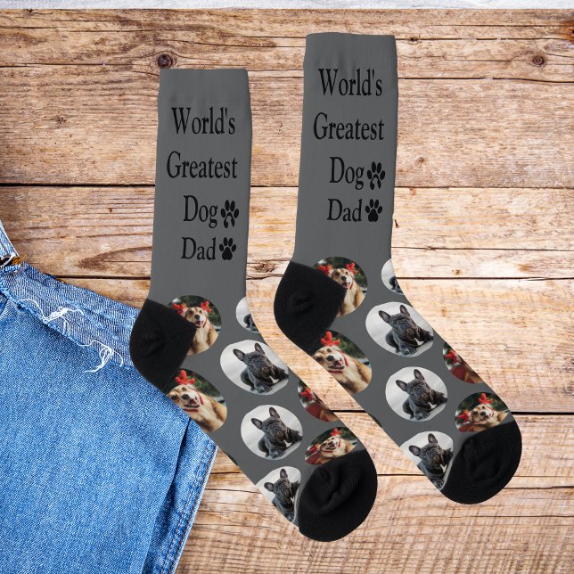 Cute Custom Pattern Dog Dad Photo Socks (Creator Uploaded)