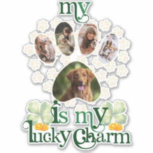 Cute Custom Paw Photos Dog St Patrick's Day Sticker