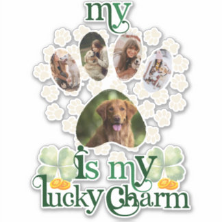 Cute Custom Paw Photos Dog St Patrick's Day Sticker