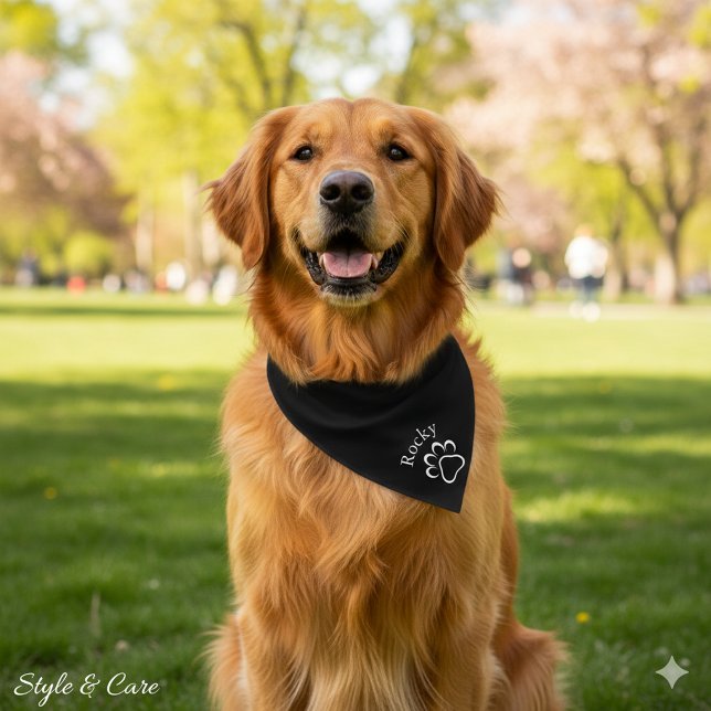 Cute Custom Paw Print Name Pet Bandana Design (Cute Custom Paw Print Name Pet Bandana Design)