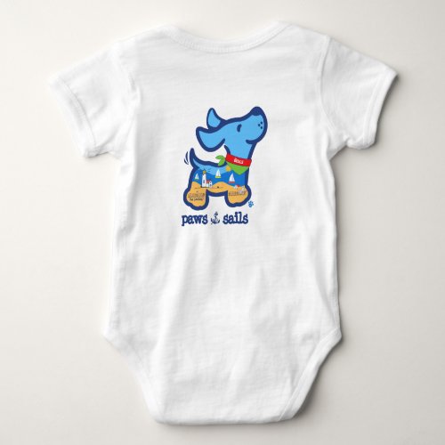 Cute Custom Paws  Sails Nautical Dog Silhouette Baby Bodysuit