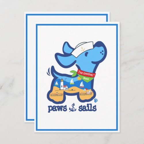 Cute Custom Paws  Sails Nautical Dog Silhouette Note Card