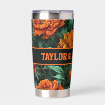Cute Custom Peonies Insulated Tumbler For Wedding