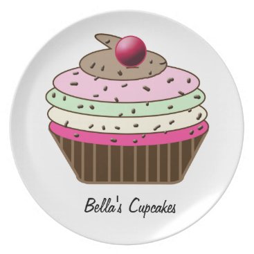 Cute custom personalized cupcake melamine plate