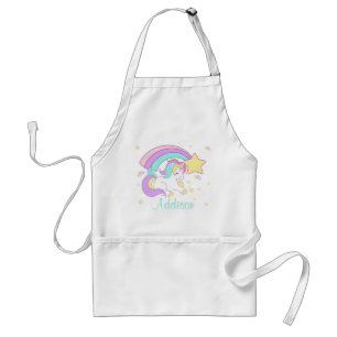 Cute Custom Personalized Magical Rainbow Unicorn Adult Apron