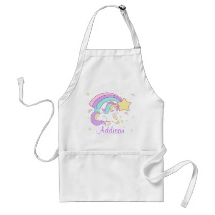 Cute Custom Personalized Magical Rainbow Unicorn Adult Apron