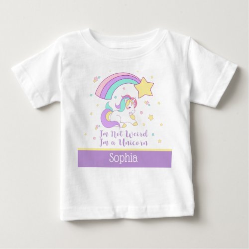 Cute Custom Personalized Magical Rainbow Unicorn Baby T_Shirt