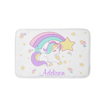 Cute Custom Personalized Magical Rainbow Unicorn Bath Mat