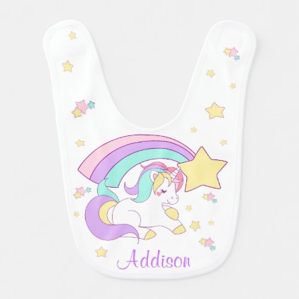 Cute Custom Personalized Magical Rainbow Unicorn Bib
