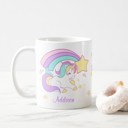 Cute Custom Personalized Magical Rainbow Unicorn Coffee Mug