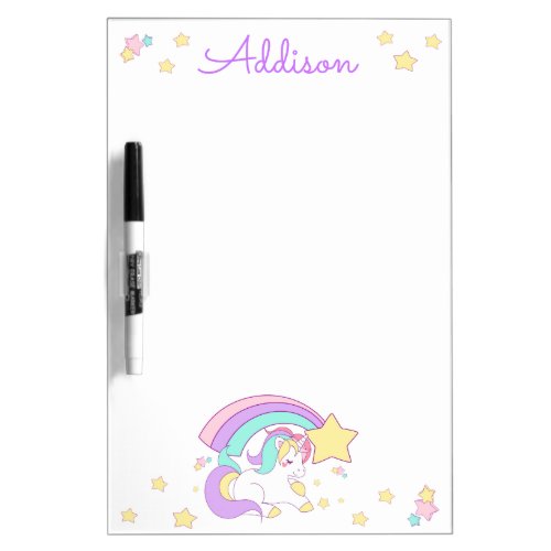 Cute Custom Personalized Magical Rainbow Unicorn D Dry Erase Board