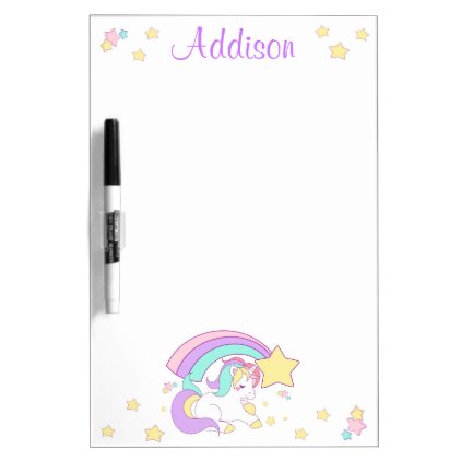 Cute Custom Personalized Magical Rainbow Unicorn Dry-Erase Board