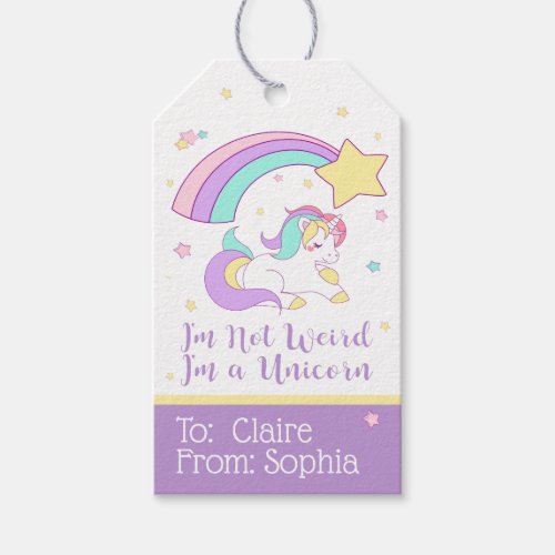 Cute Custom Personalized Magical Rainbow Unicorn Gift Tags