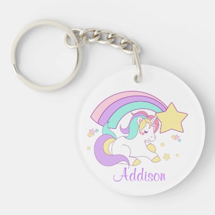 Cute Custom Personalized Magical Rainbow Unicorn Keychain