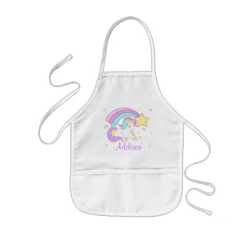 Cute Custom Personalized Magical Rainbow Unicorn Kids Apron