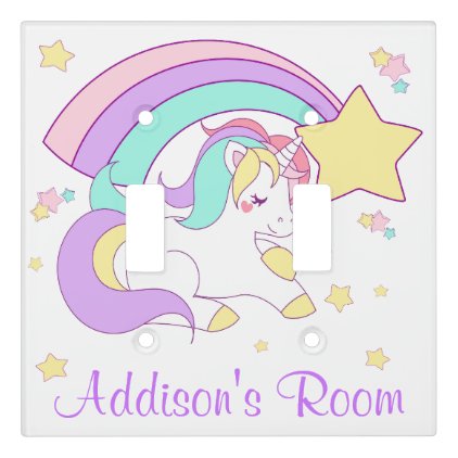 Cute Custom Personalized Magical Rainbow Unicorn Light Switch Cover