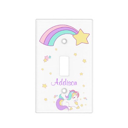 Cute Custom Personalized Magical Rainbow Unicorn Light Switch Cover